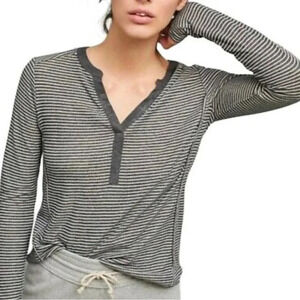Anthropologie Akemi + Kin L Striped Gray & Metallic Top